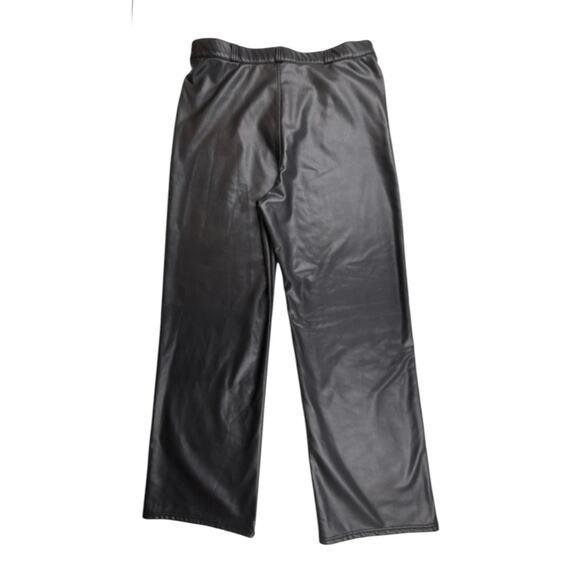 Womens Faux Leather Pants Wide Leg Elastic Zip Button High Waist XL Soft Lining - Picture 5 of 10
